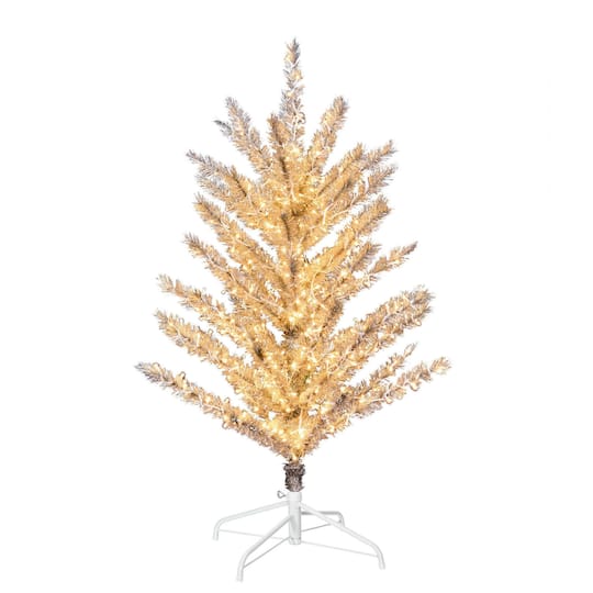 4ft. Pre-Lit Vintage Aluminum Artificial Christmas Tree, Warm White LED Lights